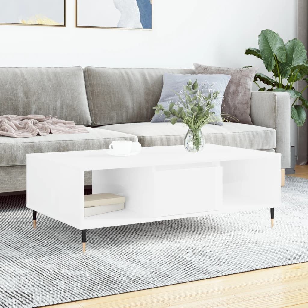 Maison Exclusive - Couchtisch Hochglanz-Weiß 104x60x35 cm Holzwerkstoff