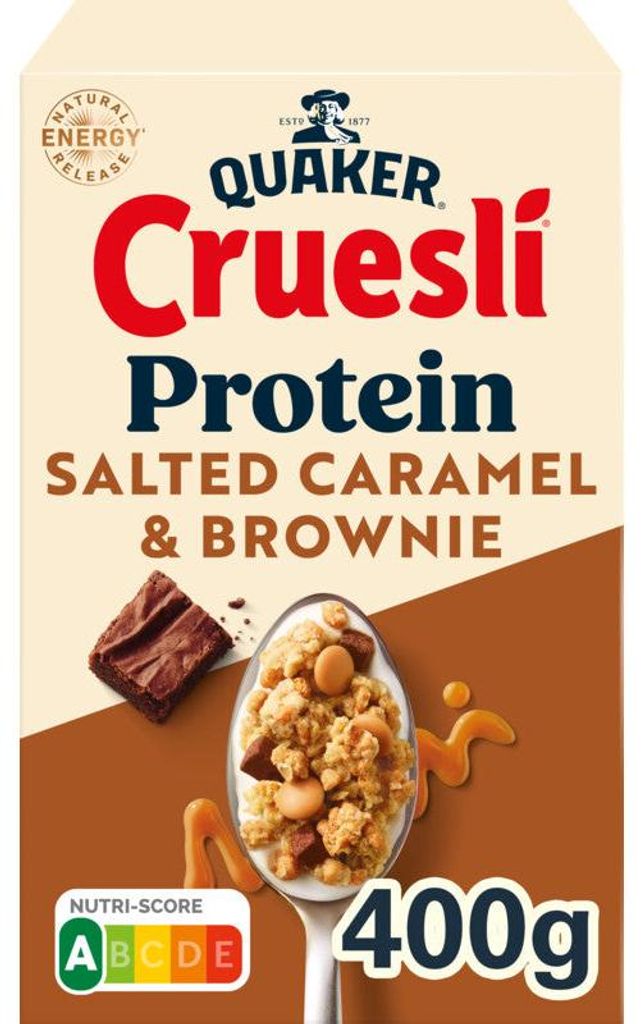 Quaker Cruesli Protein Müsli Salted Caramel & Brownie, Produktbild 