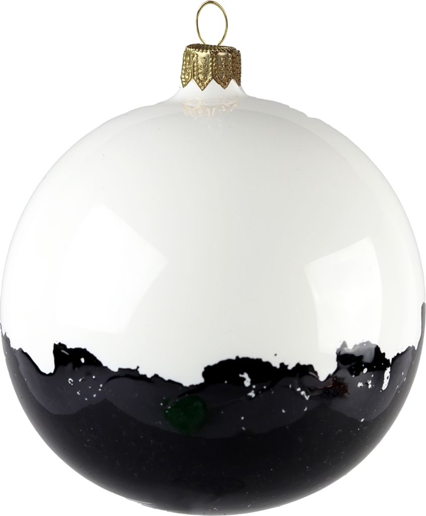 Weiße Weihnachtskugel gespritzt Schwarz Produktbild 