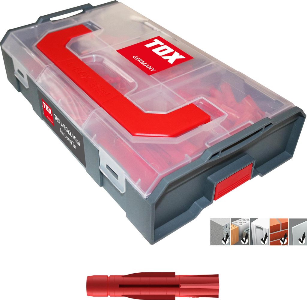 TOX Dübel L-Boxx Mini Allround Tri (266 Stk.), Dübel, Rot, Produktbild 