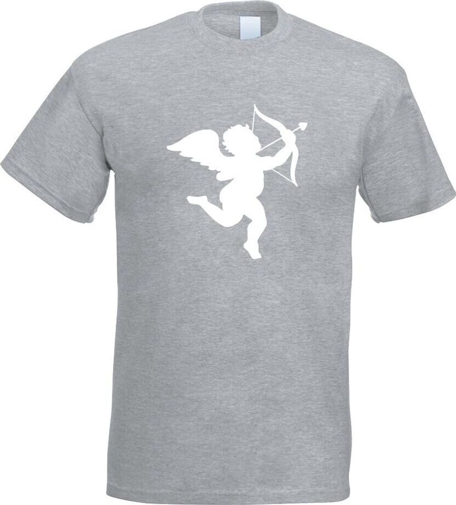 Kiwistar - T-Shirt - Graumeliert - Engel Profil - Liebesengel - Amor Motiv Bedruckt Funshirt Design Print - mit Motiv Bedruckt - Funshirt Design - ...