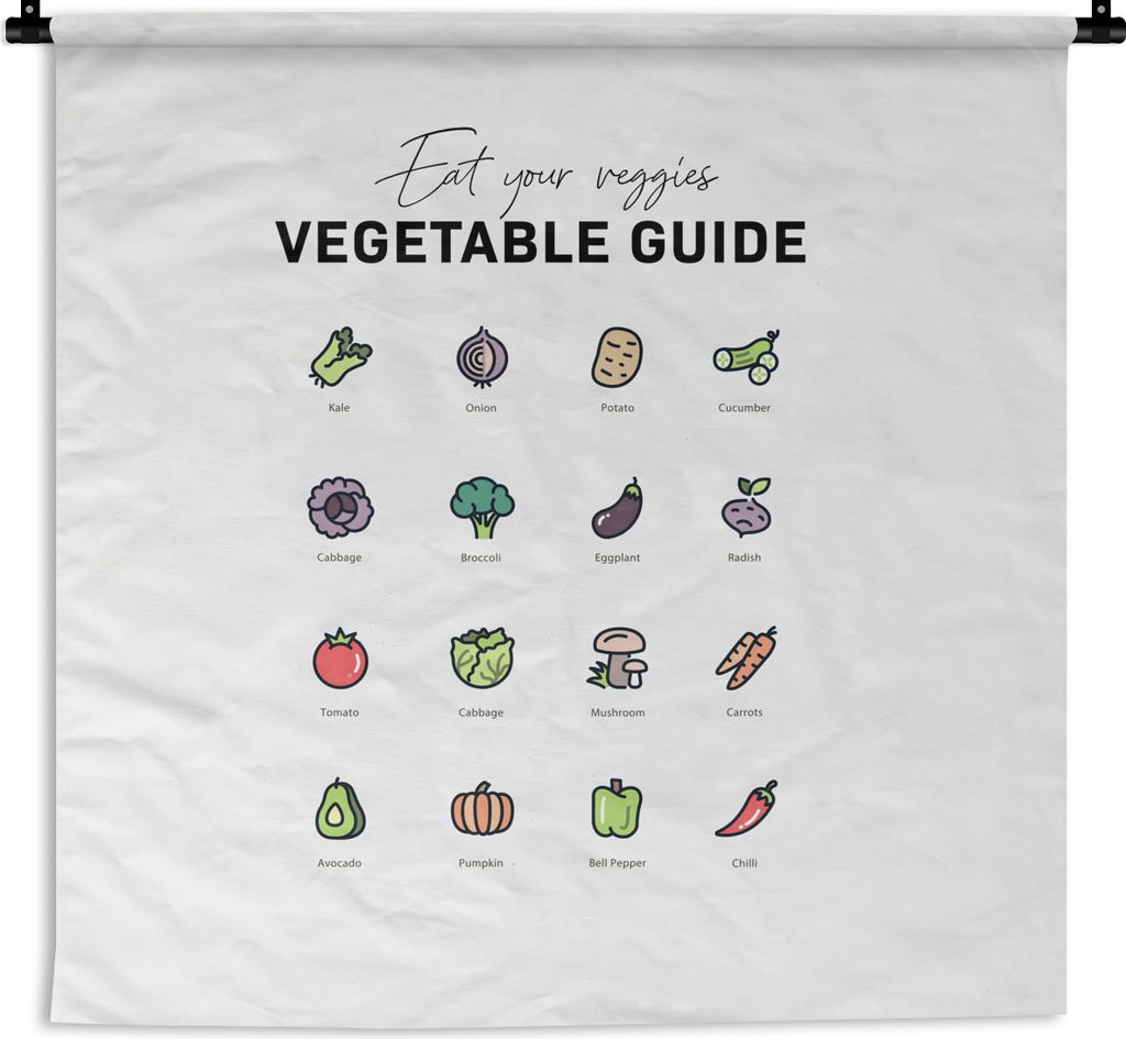 MuchoWow Wandteppich Wandbehang Küche - Lebensmittel - Gemüse 150x150 cm Tapisserie Dekoration Wandtuch - Wohnaccessoires - Modernes