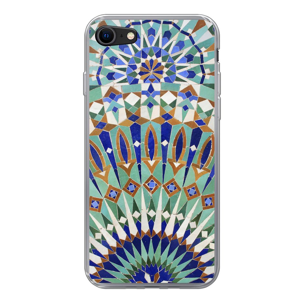 MuchoWow Handyhülle Schutzhülle Hülle für iPhone 7 Eine marokkanische Mosaikwand mit verschiedenen Formen Silikon Softcase Handy Hülle - Kar...
