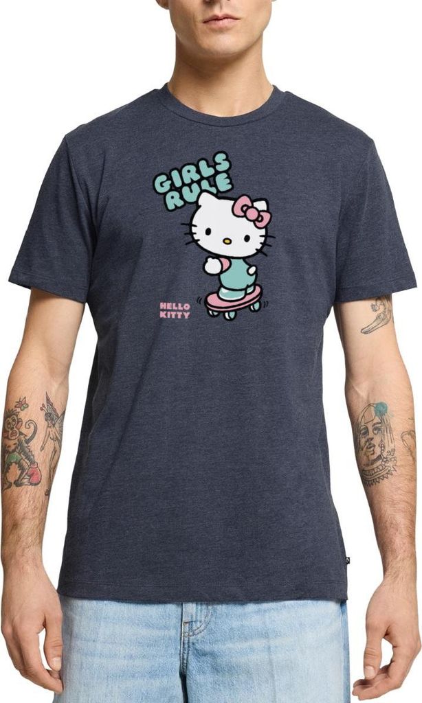 Spreadshirt Hello Kitty Auf Skateboard Girls Rule Männer Premium T-Shirt, M, Jeansblau