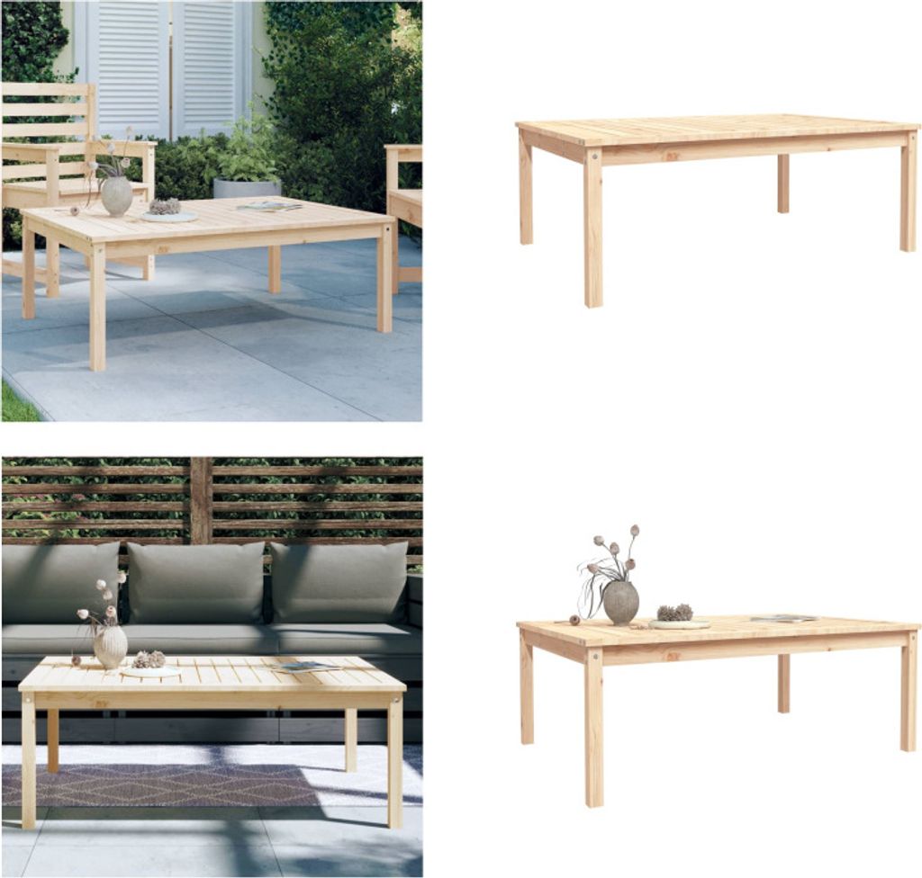 vidaXL Gartentisch 121x82,5x45 cm Massivholz Kiefer - Gartentisch - Gartentische - Terrassentisch - Outdoor Tisch