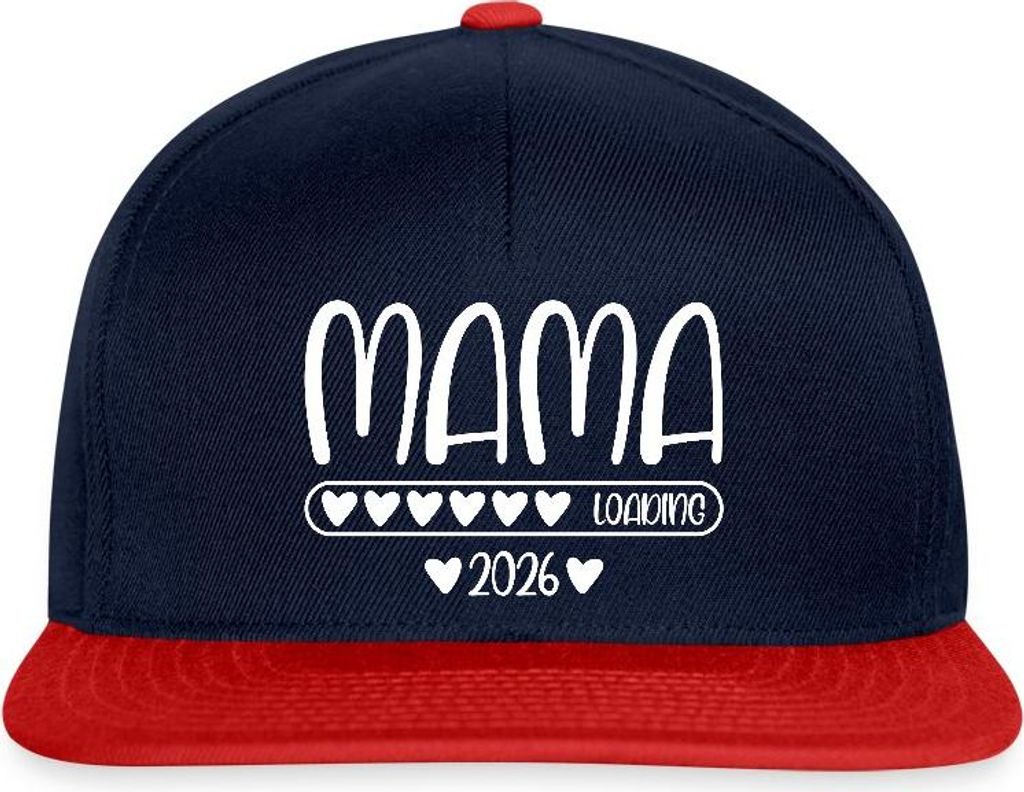 Spreadshirt Werdende Mama 2026 loading Mom to be Snapback Cap, One size, Navy/Rot