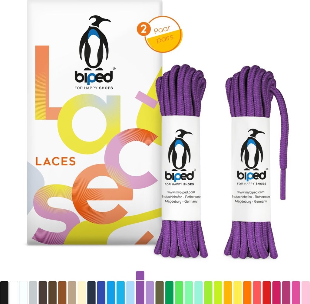Biped LACES Reißfeste Schnürsenkel Aus Polyester – Oval 6 Mm, Für Sneaker, Sportschuhe & Mehr (2 Paar)