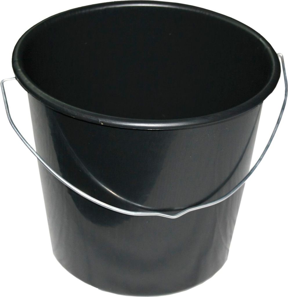 Baueimer 12 Liter mit Nasenbügel schwarz mit Maßeinteilung