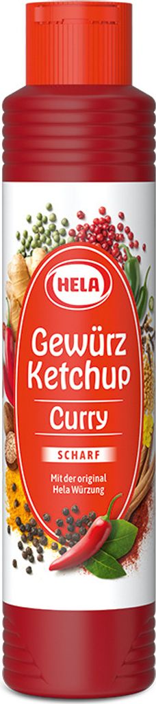 Hela Gewürz Ketchup Curry scharf mit Pfeffer Chili und Paprika 500ml