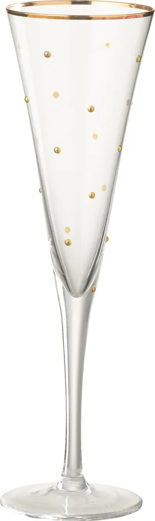 Flûte à Champagne Verre Transparent avec Points Or J-Line Design Luxe