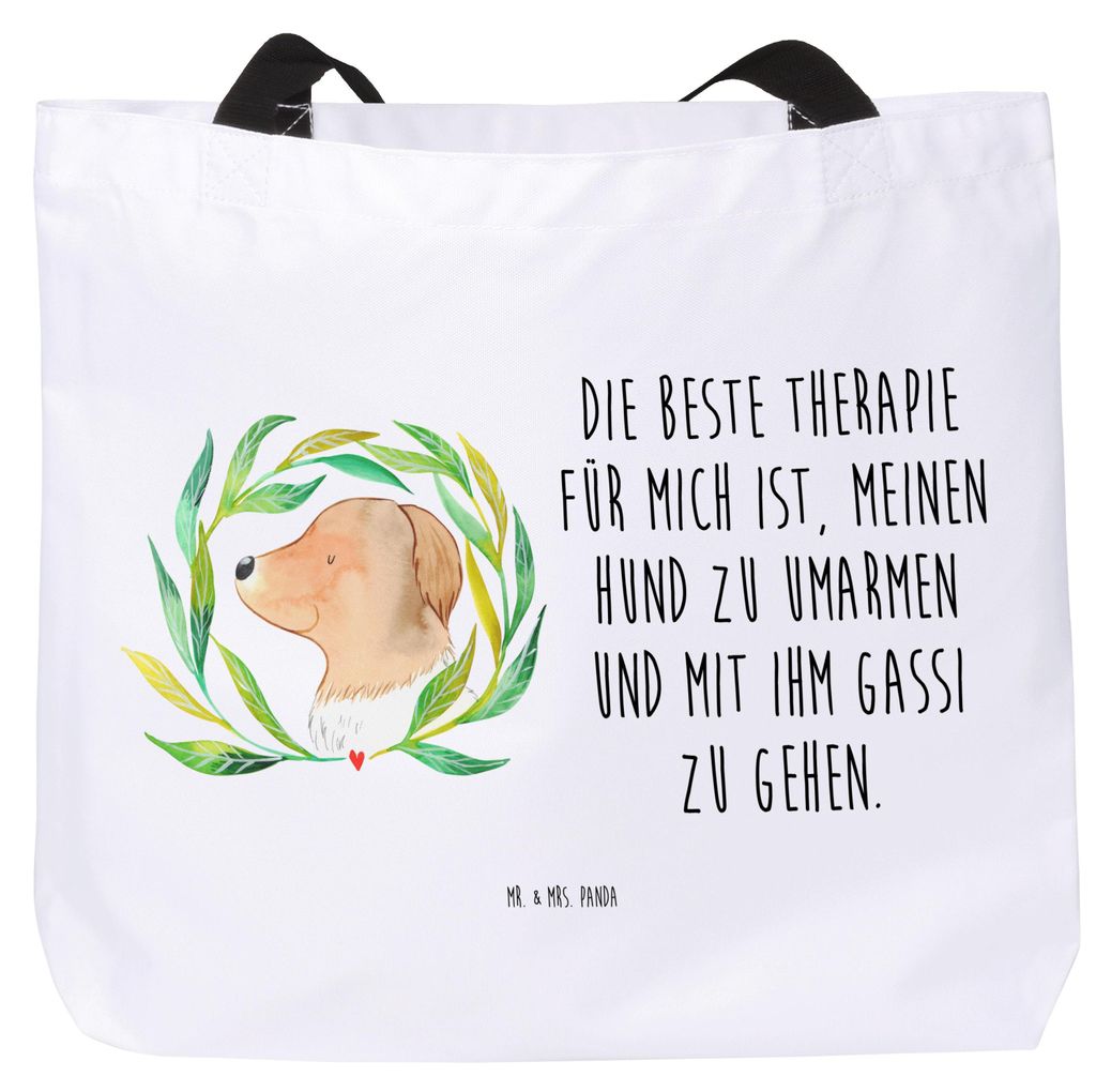 Mr. & Mrs. Panda Tote Bag Hund Blumen - Weiß - Geschenk, Umarmen, Stoffbeutel, Beutel, Sprüche, Strandtasche, Tasche, Gassi gehen, Laptoptasche, ...