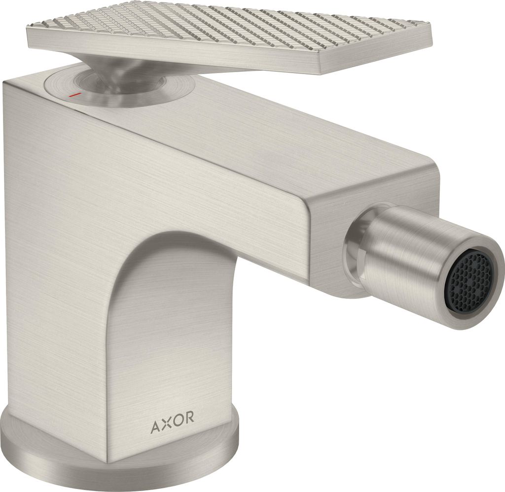 hansgrohe AXOR Citterio Bidetmischer, Rautenschliff, Zugstangen-Ablaufgarnitur, Ausladung 112mm, 39201800