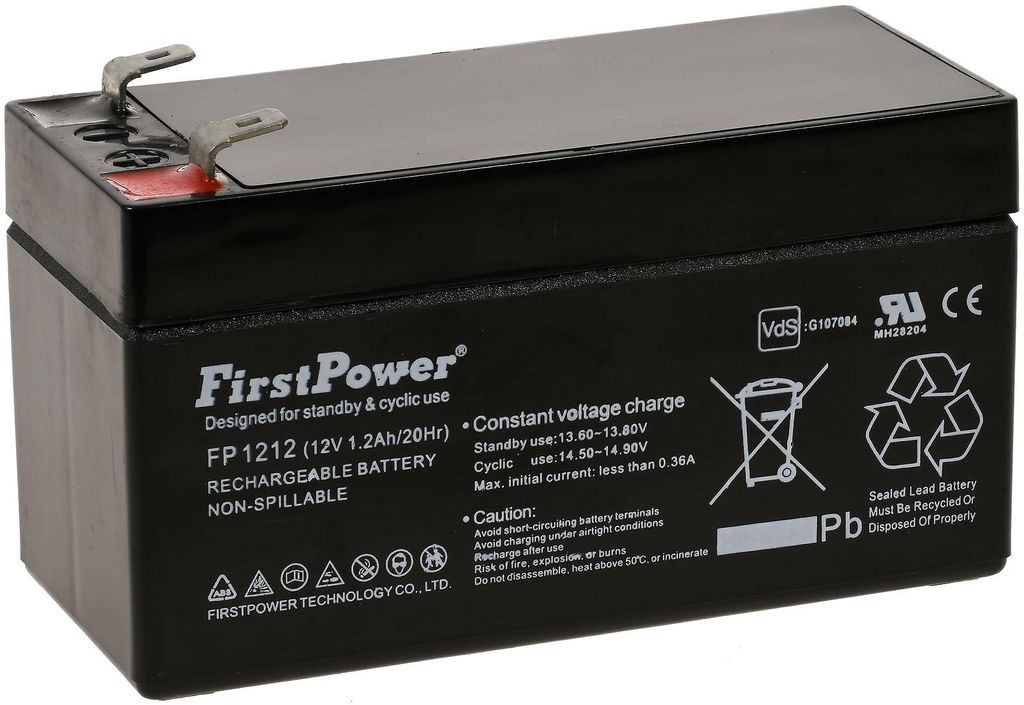 FirstPower Batterie au plomb-gel FP1212 1,2Ah 12V VdS Image du produit 