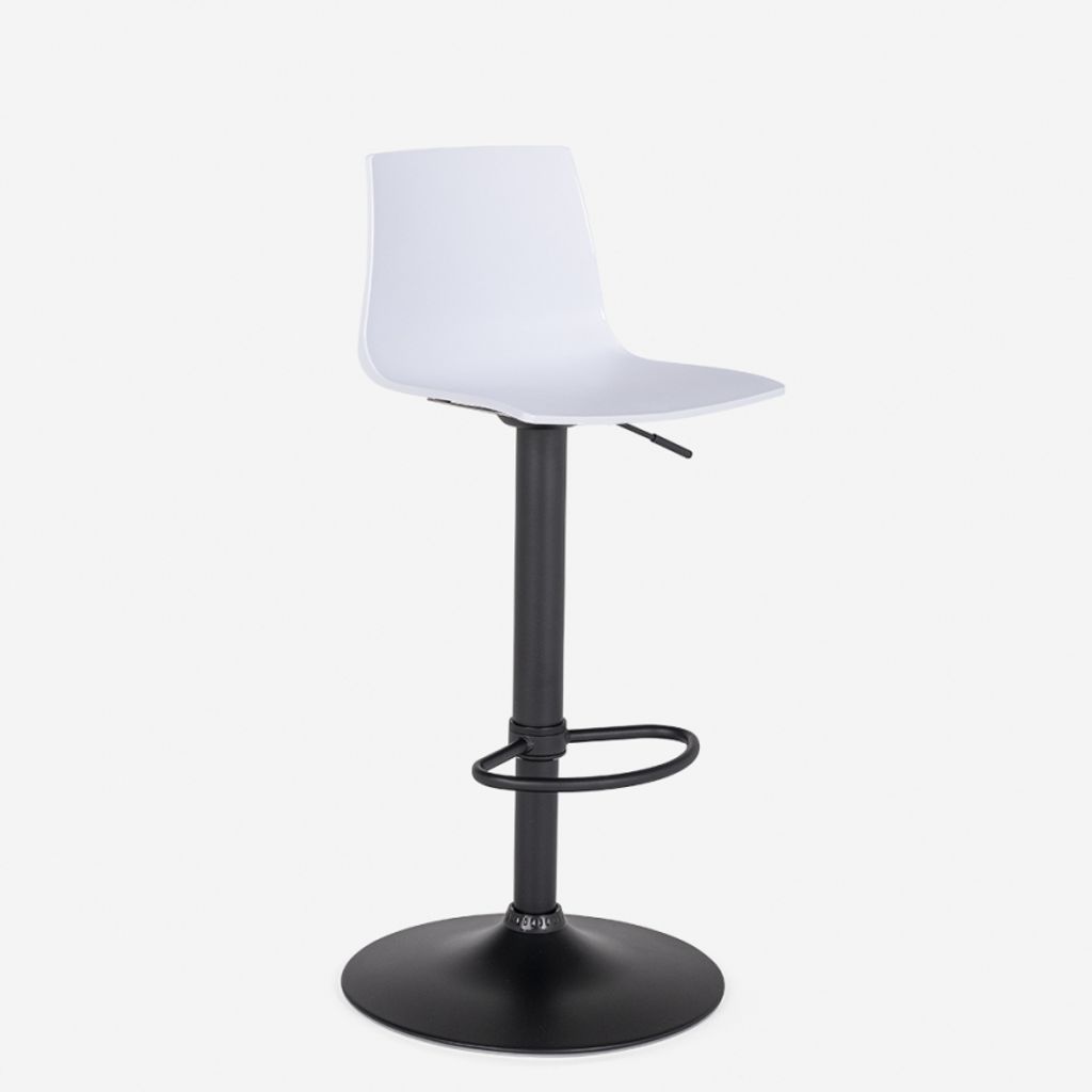 Design-Küchenbarhocker mit verstellbarem mattschwarzem Fuß Grand Soleil Imola Matt - Weiß