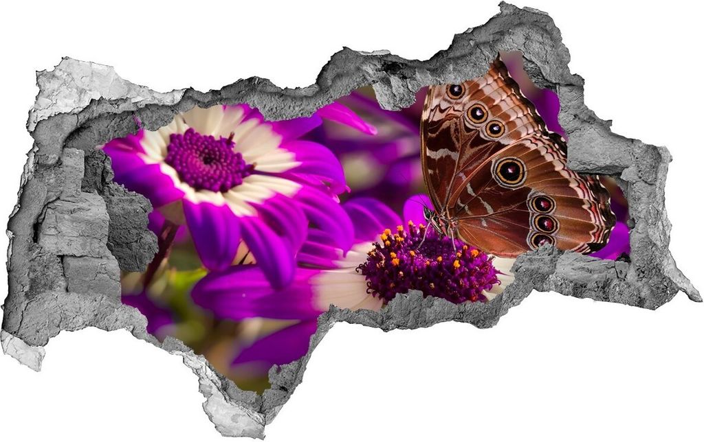 Selbstklebender Loch-3D-Aufkleber 95x73 cm Schmetterling auf einer Blume