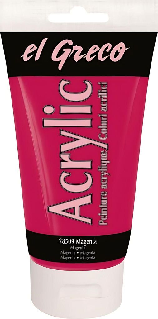 KREUL 28509 - El Greco Acrylic, 150 ml Tube in magenta, hochpigmentierte, glänzende Acrylfarbe in Studienqualität, buttrig vermalbar, für pastos...