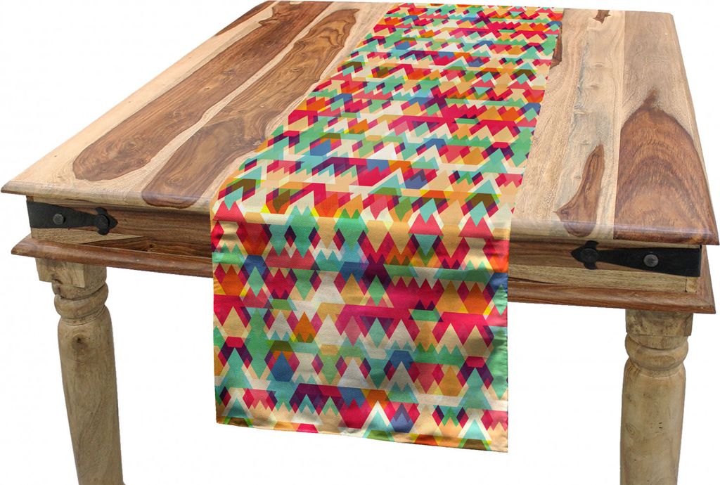 ABAKUHAUS Abstrakt Tischläufer, Bunte Triangles, Esszimmer Küche Rechteckiger Dekorativer Tischläufer, 40 x 300 cm, Mehrfarbig