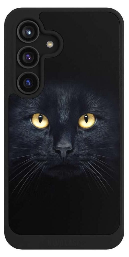 NIVOCASE Hülle für Samsung Galaxy S24 Handyhülle NIVOcore Case Schwarz Auge Katze schwarz