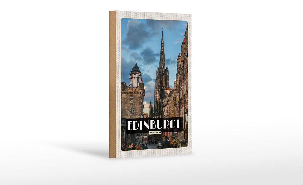 Holzschild Reise 12x18 cm Edinburgh Scotland Altstadt Produktbild 