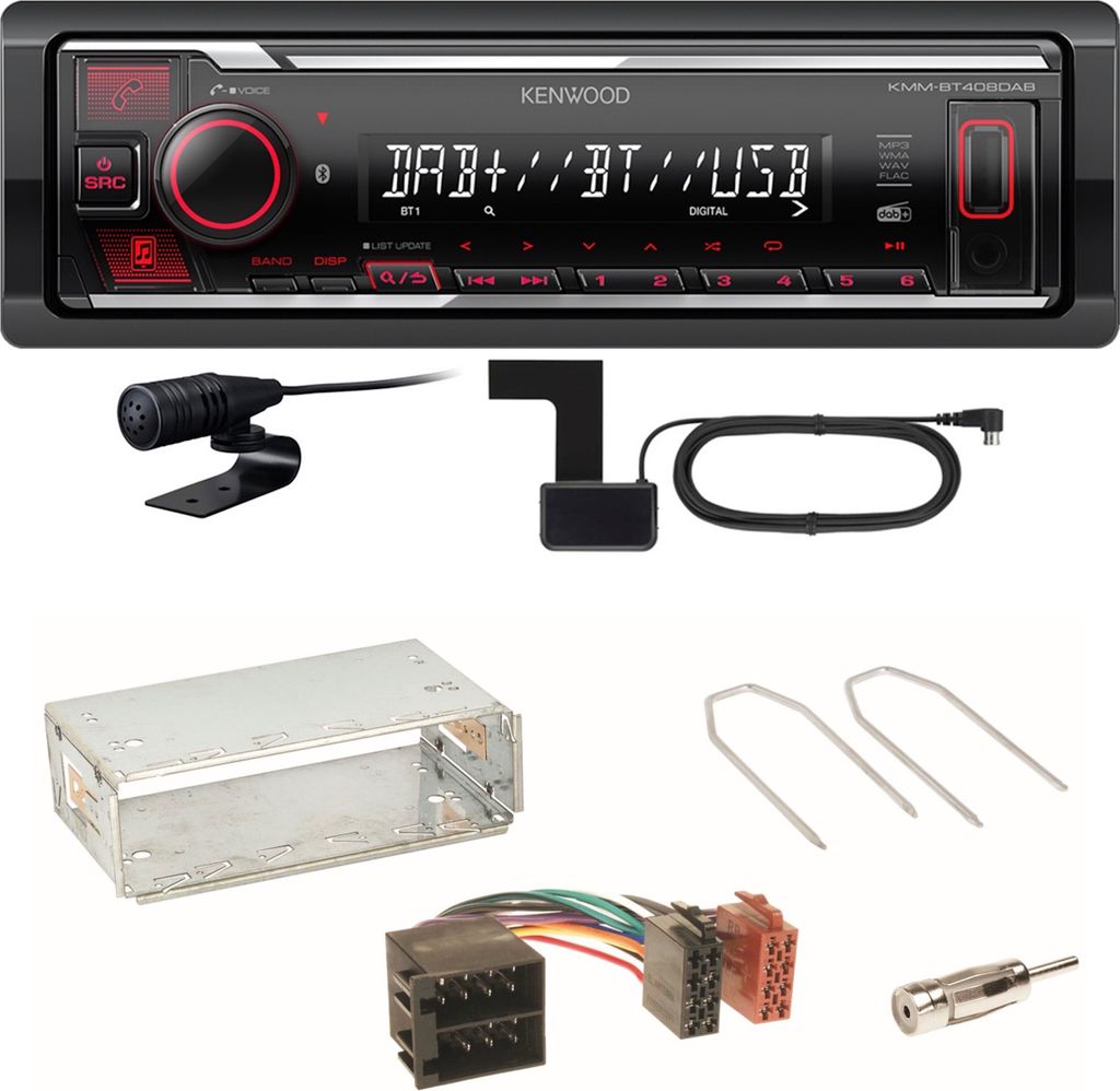Kenwood KMM-BT408DAB Bluetooth DAB Einbauset für Opel Astra F G Corsa B Zafira A