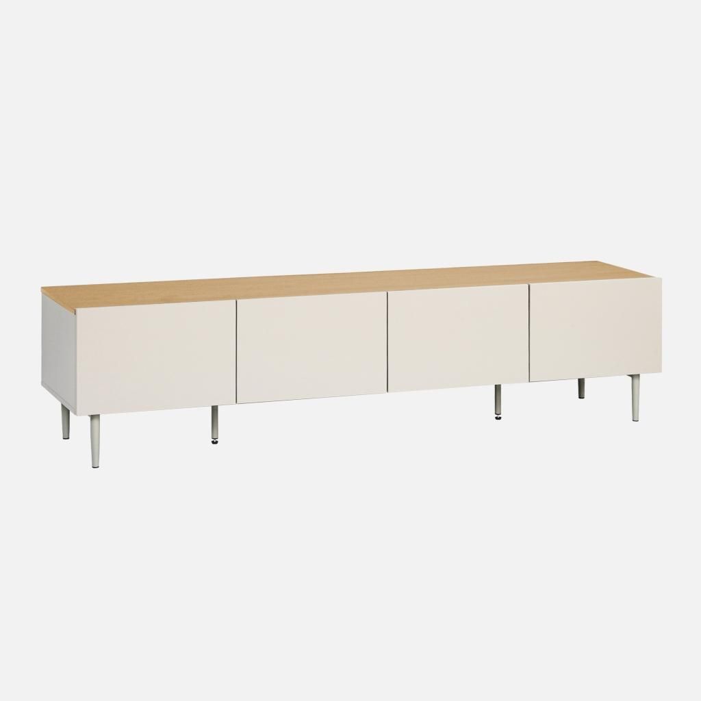 sweeek - TV-Möbel aus Metall und Holzdekor, 4 Türen, B 180 cm - Beige