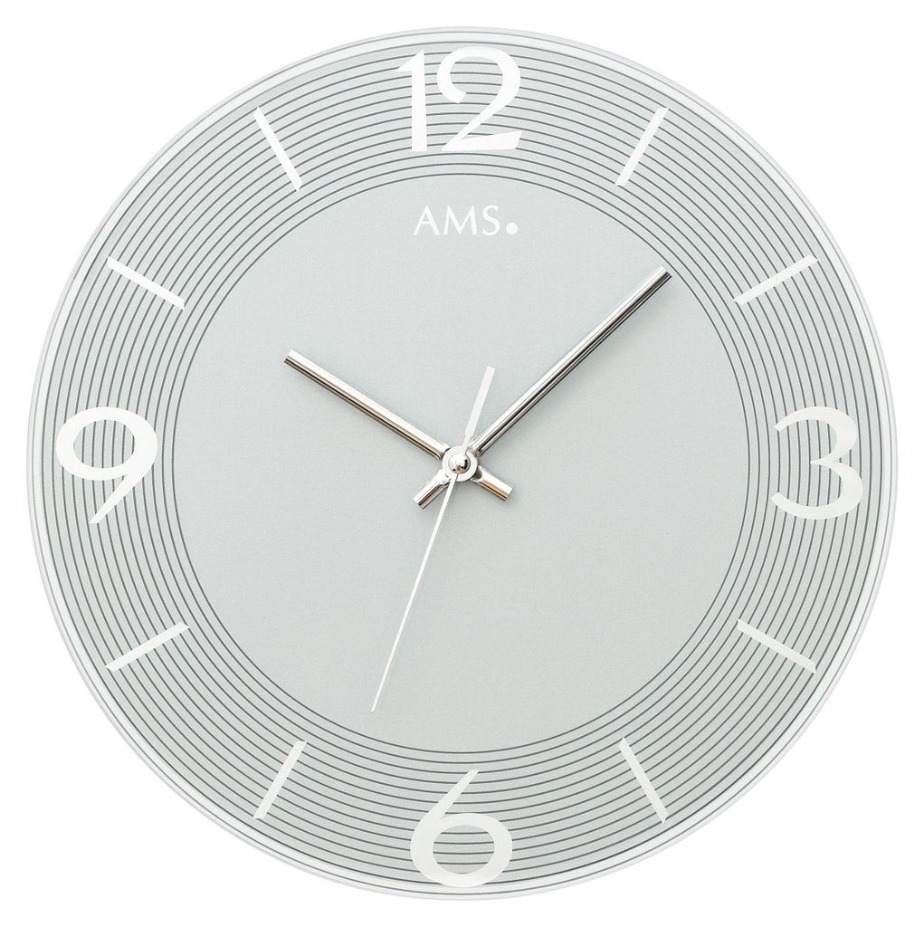 AMS W9571 Wanduhr mit facettiertem Spiegelglas blaugrau Produktbild 