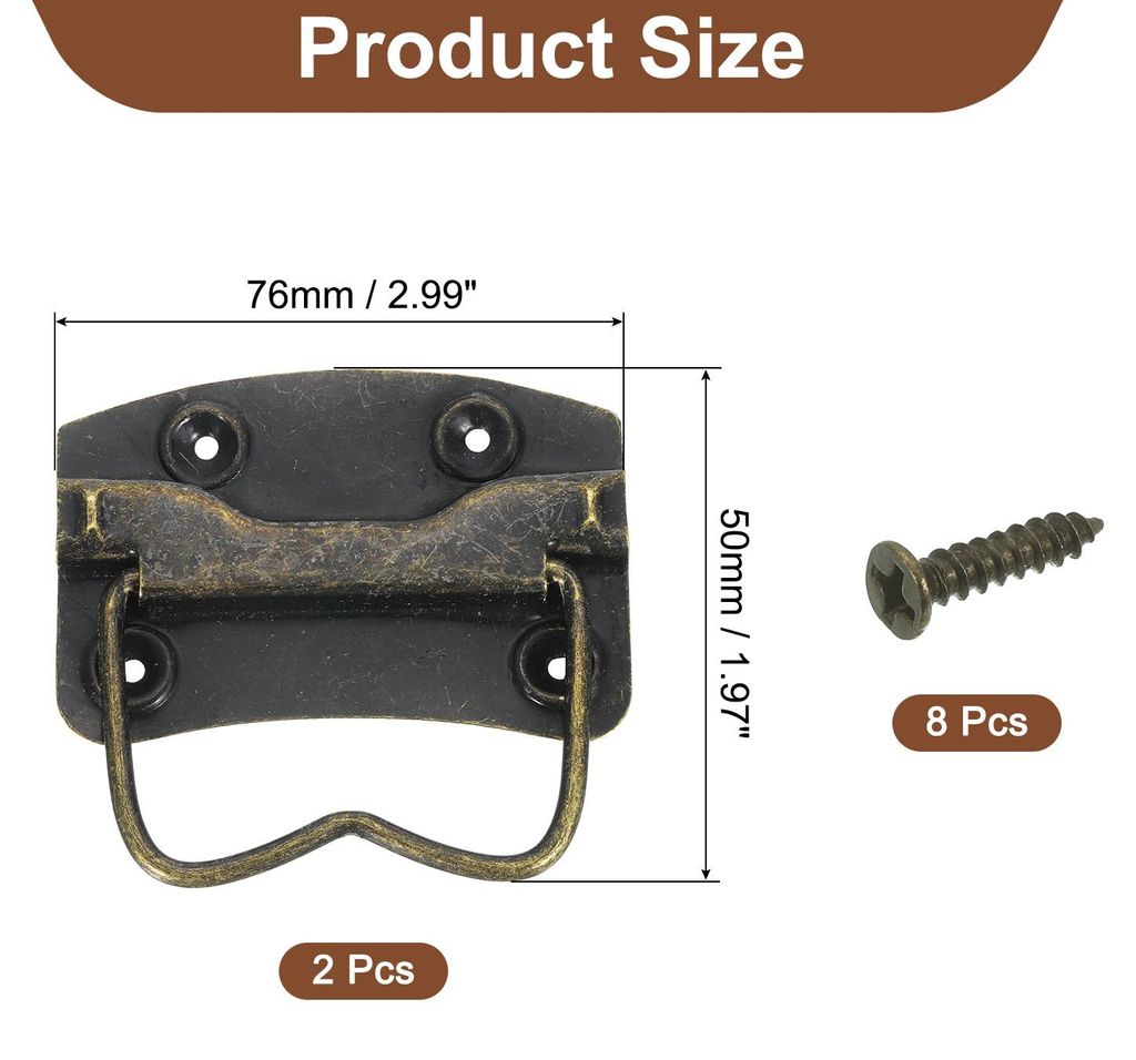 2 Stš¹ck Klappgriff, 76 x 50mm Metall Handgriff Boxen Bš¹gelgriff Koffergriff, Tragegriff fš¹r Toolbox Tš¹r - Bronze