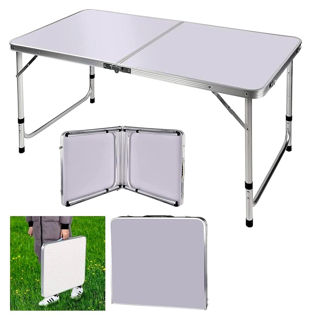 Höhenverstellbarer Klapptisch 91 cm, Aluminium, faltbar, tragbar für Outdoor und Innenbereich