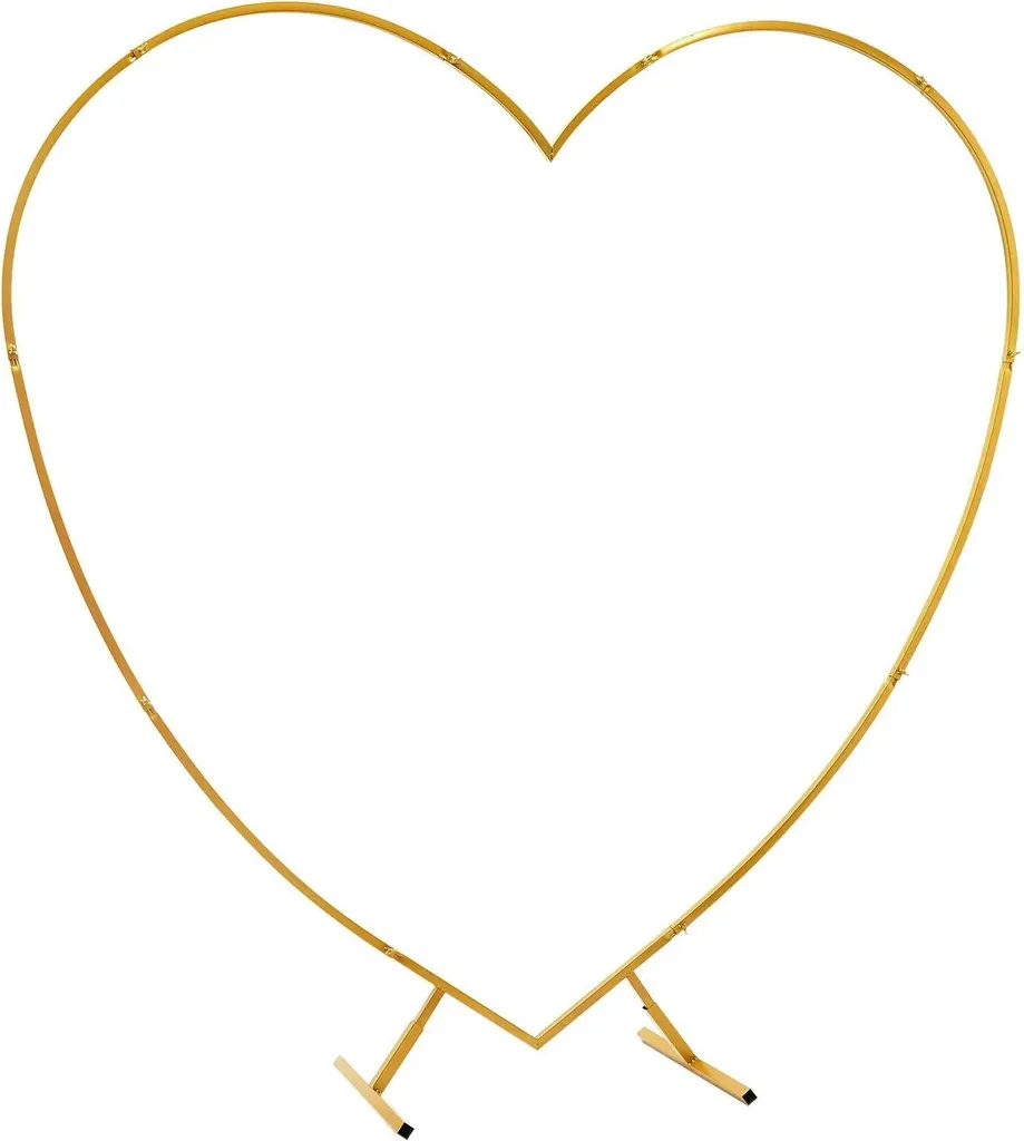 Support de fond arche métallique cœur or pour décoration de cérémonie