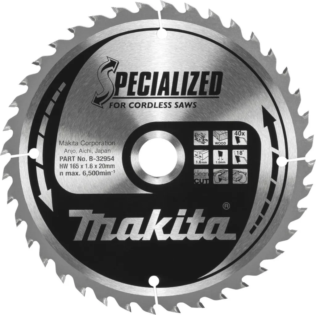 Lame de scie 165x20x40Z Makita B-32954, denture carbure anti-vibration
