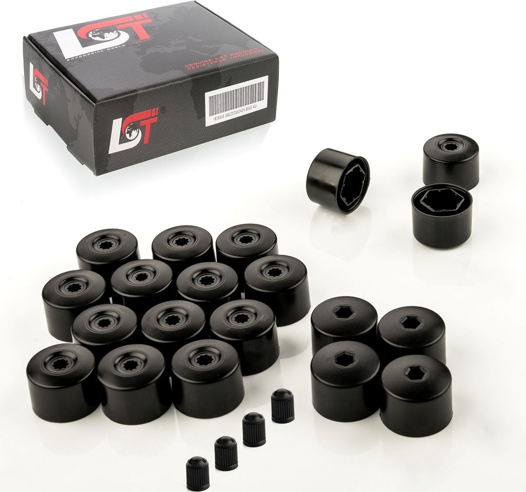 20x Radschrauben Abdeckkappen 17 mm schwarz diebstahlhemmend für SEAT