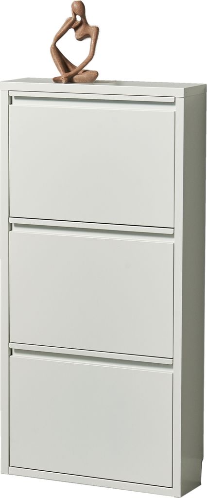 Schuhkipper >Bert< 3 Klappen, 6 paar Schuhe, weiß, Metall - 51x104x16cm (BxHxT)