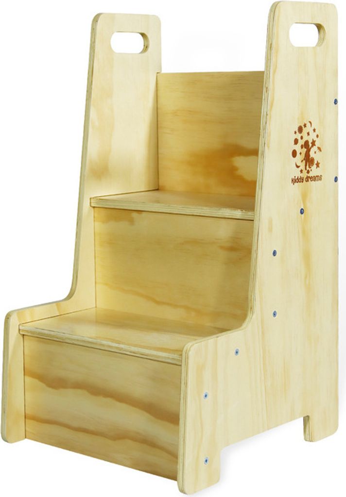 Kiddy dreams Tritthocker für Kinder Montessori Hocker Stabiler Holz Kitchen Helper bis zu 100 kg, Farbe: holzoptik