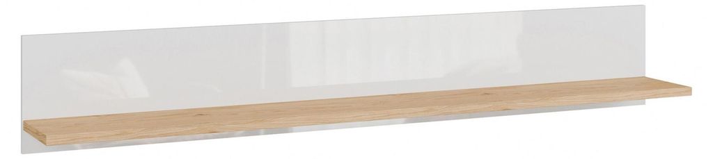 Furniture24 Hängeregal Duraoak Clfb02-Q356 Wandregal 160 Cm - Weiß Hochglanz / Wildeiche