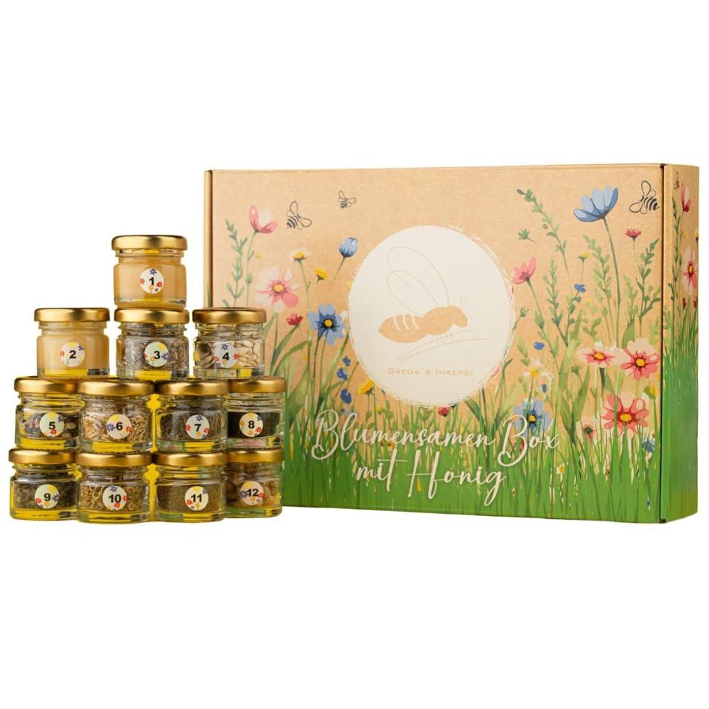 Blumensamenbox mit Honig Geschenkset 12-teilig | Grega's Produktbild 