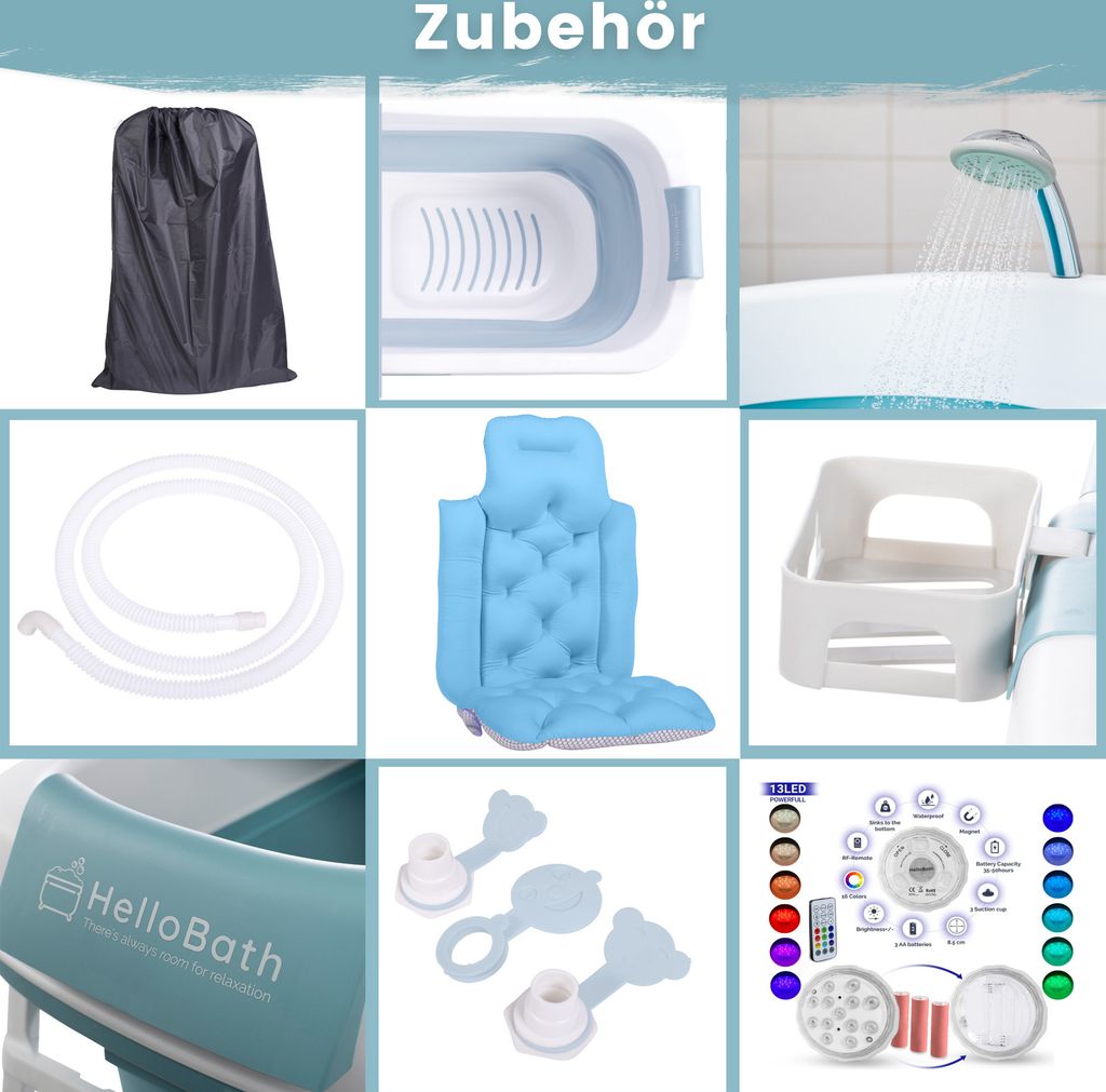 HelloBath® Faltbare Badewanne für Erwachsene L, 143x60x54cm Produktbild 7