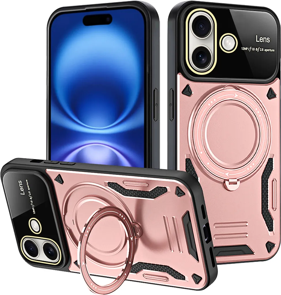 Cover iPhone 16 MagSafe Ring Holder Oro Rosa - Best Seller 2024