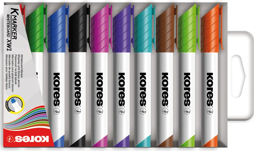 Kores Marcatore XW1 per Whiteboard Punta Tonda 3mm - Box 10 Unità