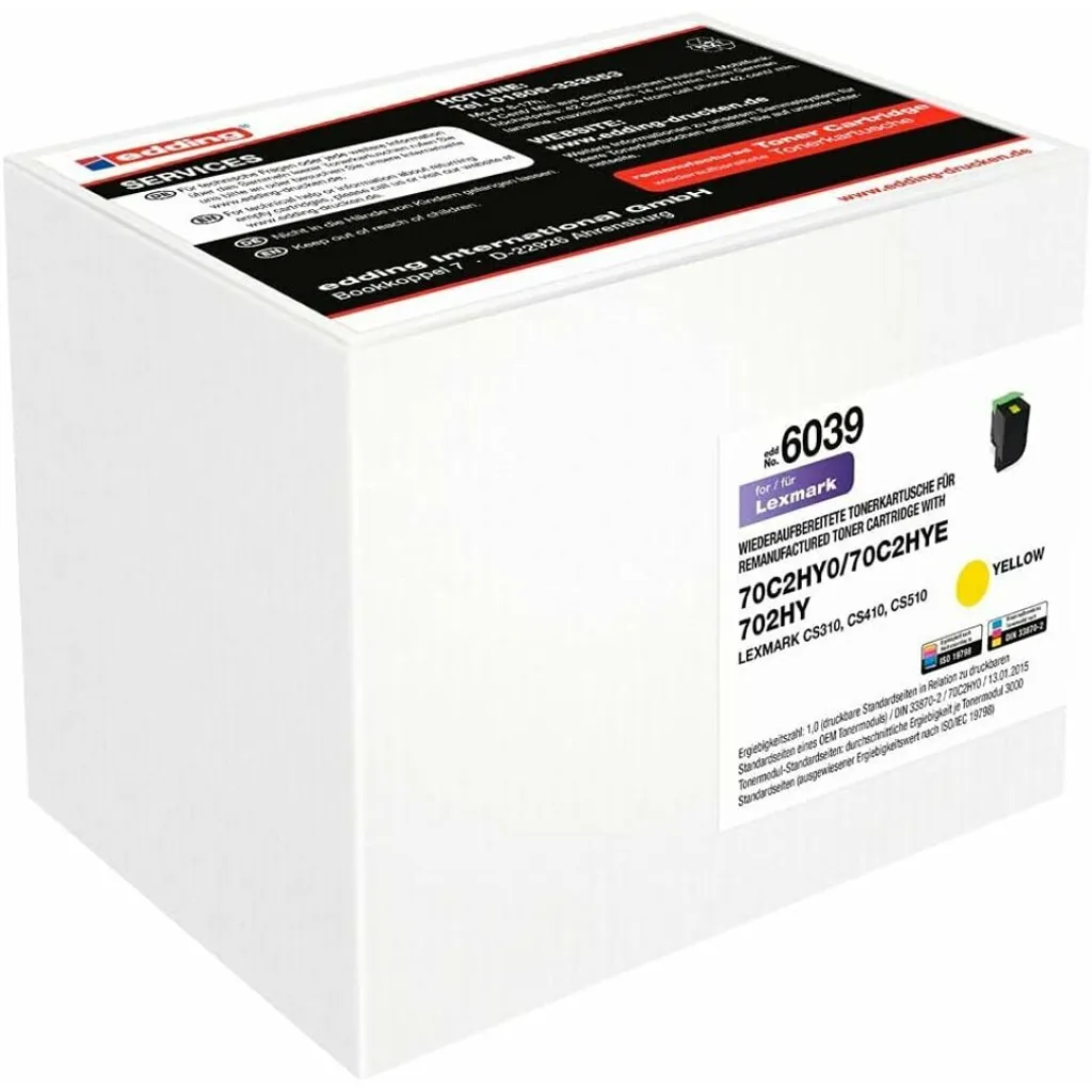 Toner jaune haute capacité edding EDD-6039 pour Lexmark 70C2
