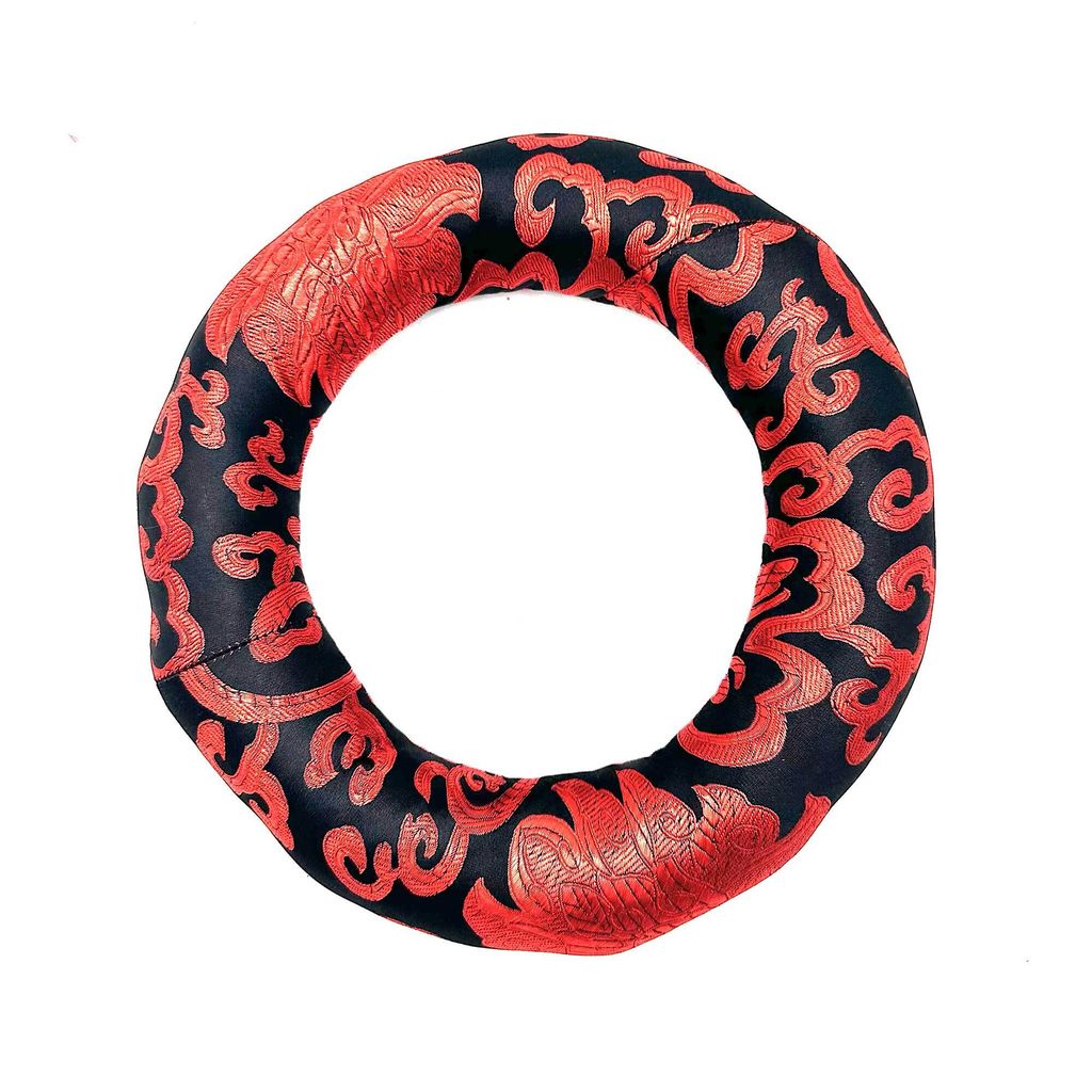 Reifenkissen, Ringkissen gold, Brokatoptik, 14 cm für 16-18 cm große Klangschalen, leuchtende Farben