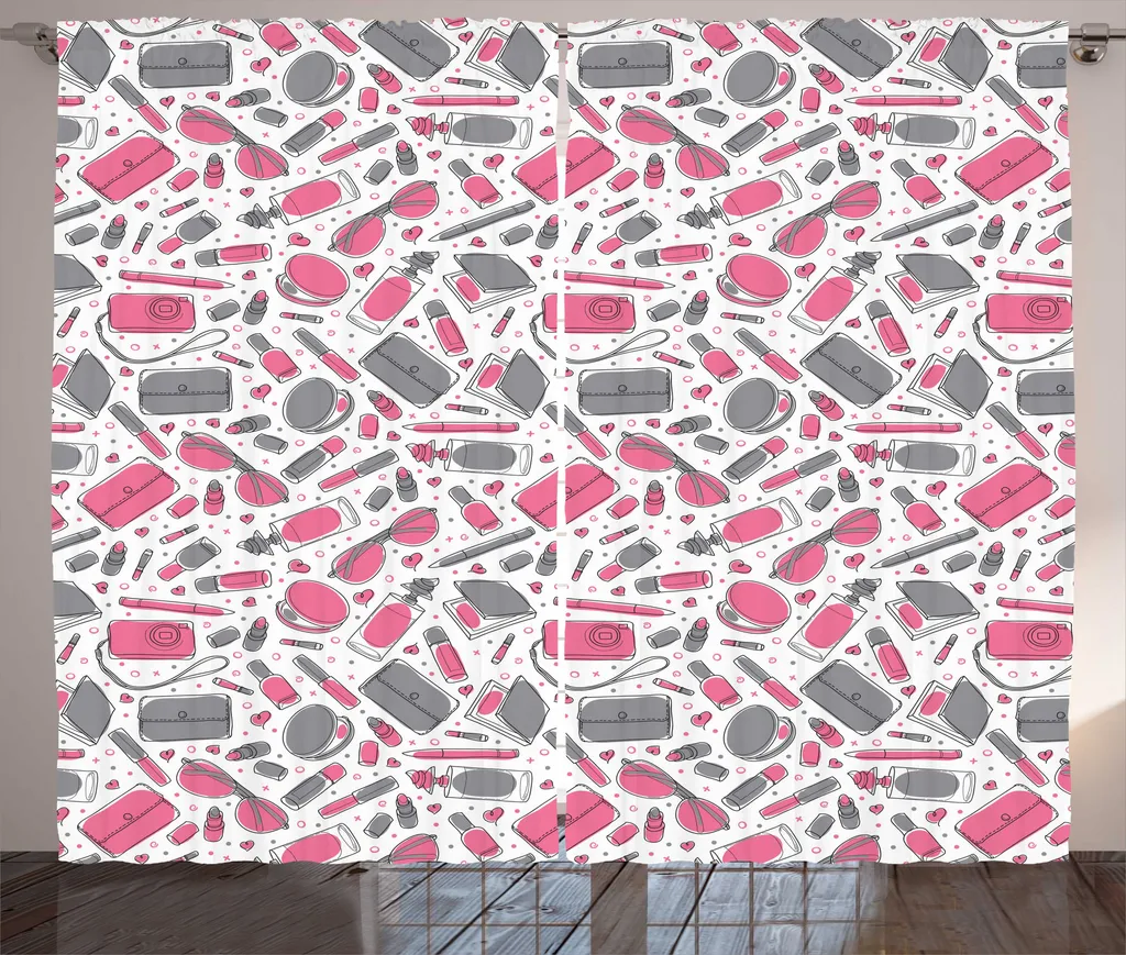 Rideau pour Décoration Chambre Femme Motif Cosmétique 280 x 225 cm