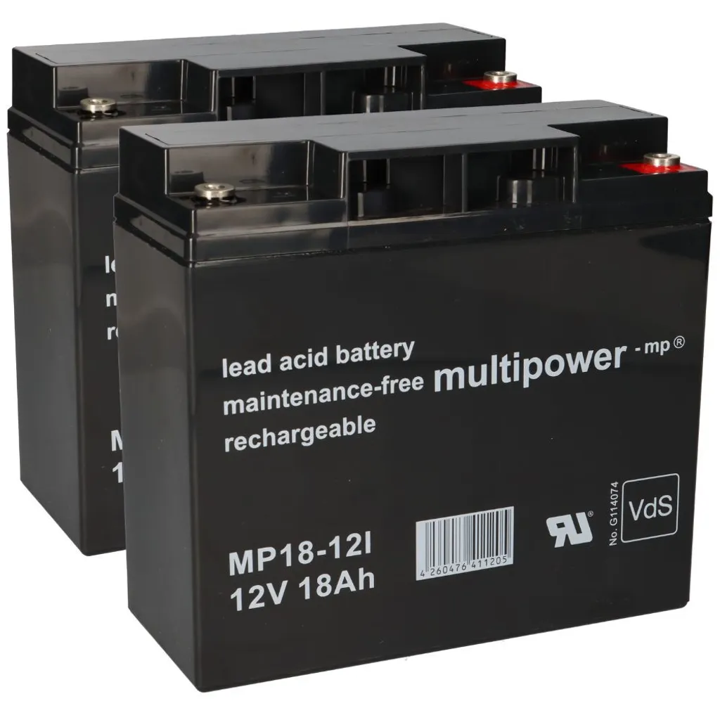 Batterie 12V 18Ah Multipower MP18-12 Certifiée VdS - Pack Double Énergie