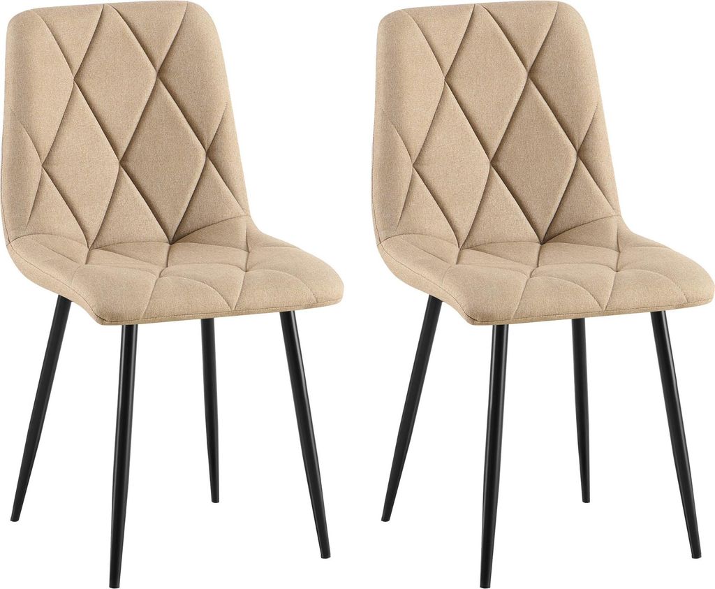 CLP 2er Set Esszimmerstuhl Clairton gepolstert mit Rückenlehne bis 150 kg belastbar taupe Material Stoff