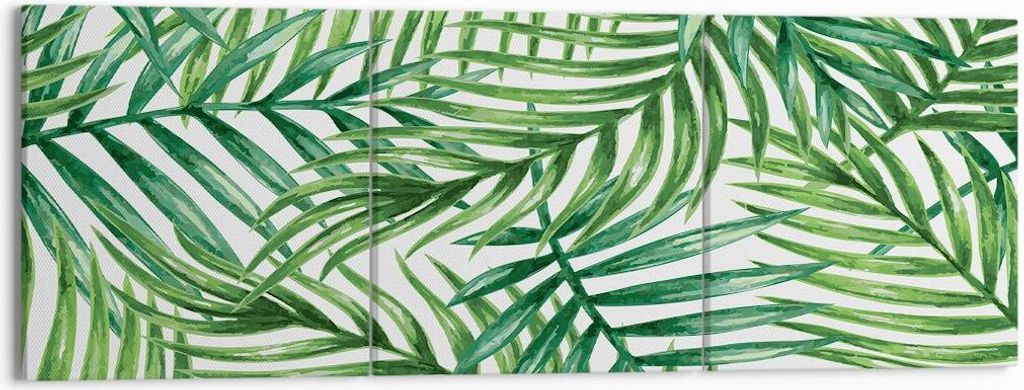 Bild auf Leinwand - Leinwandbild - Palme Blatt grün - 150x50cm - Wand Bild - Wanddeko - Wandbilder - Leinwanddruck - Bilder - Kunstdruck - Wanddek...