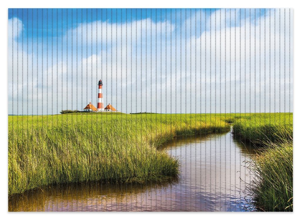 Wallario Duschmatte Antirutschmatte Badmatte Fußmatte Kleiner Bach durch Schilf auf dem Weg zum Leuchtturm, Größe ca. 70 x 50 cm