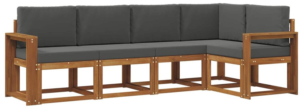 vidaXL Outdoor-Sofagarnitur mit Kissen 5 pcs Natur und Anthrazit