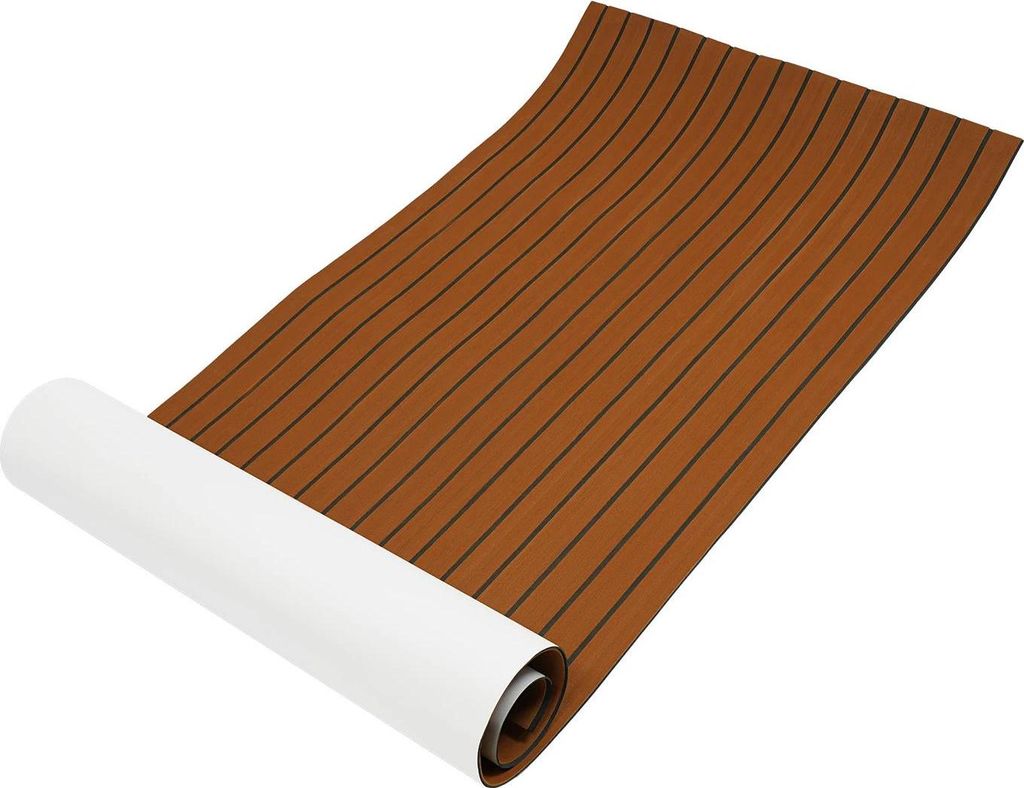 Holzoptik Bodenmatte - Selbstklebender EVA-Schaum - 6 mm stark - Rutschfest - Schalldämmung - Für Wohnwagen, Wohnmobil & Boot - Braun