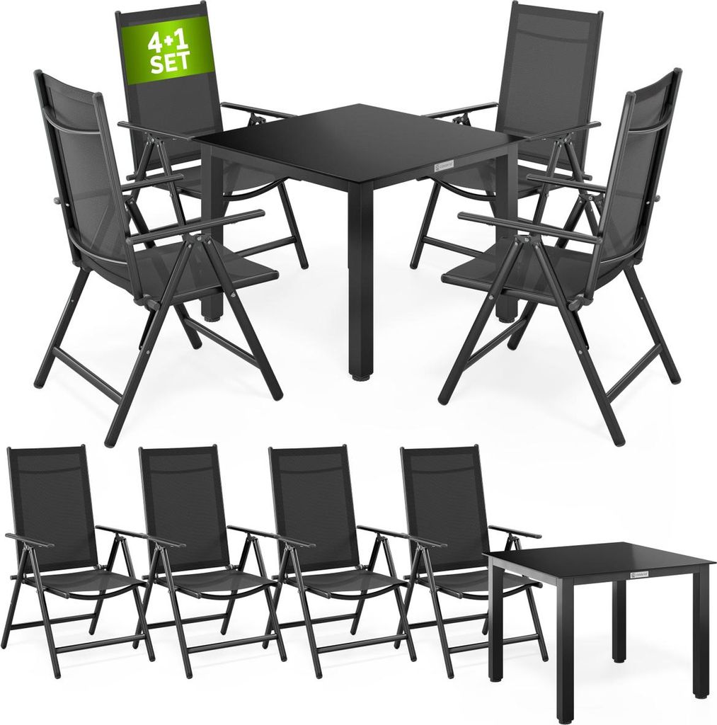 CASARIA® Gartenmöbel Set 4 Stühle mit Tisch 90x90cm Produktbild 