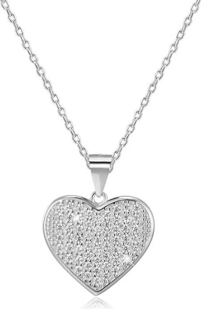 Collier argenté avec pendentif cœur AGS122 / 48 élégant pour femme