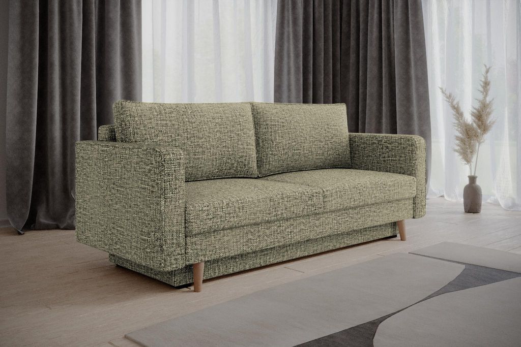 MOEBLO Sofa aus Webstoff Couch für Wohnzimmer Sofagarnitur Polstersofa Wohnlandschaft mit Bettfunktion, Bettkasten und Schlaffunktion (BxHxT): 230...